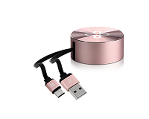 Imagen de Klip Xtreme - USB-C cable - 24 pin USB-C  - 4 pin USB Type A - 1 m - Rose gold - Retractable